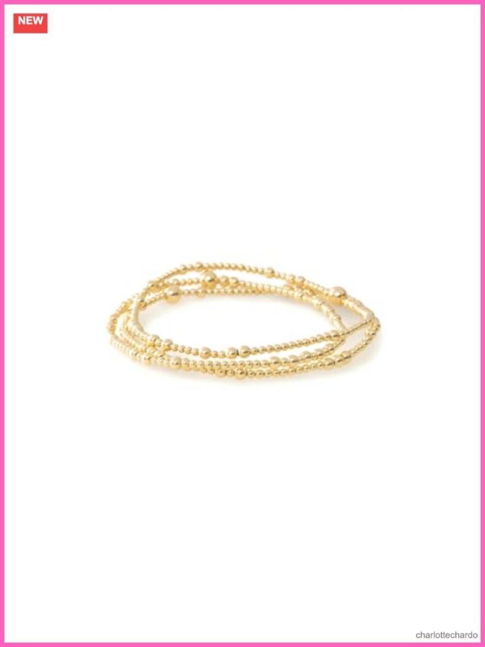 18K Gold Plated Copper Beaded Bracelet Set for Women, Stackable, Stretch, 3 Pack